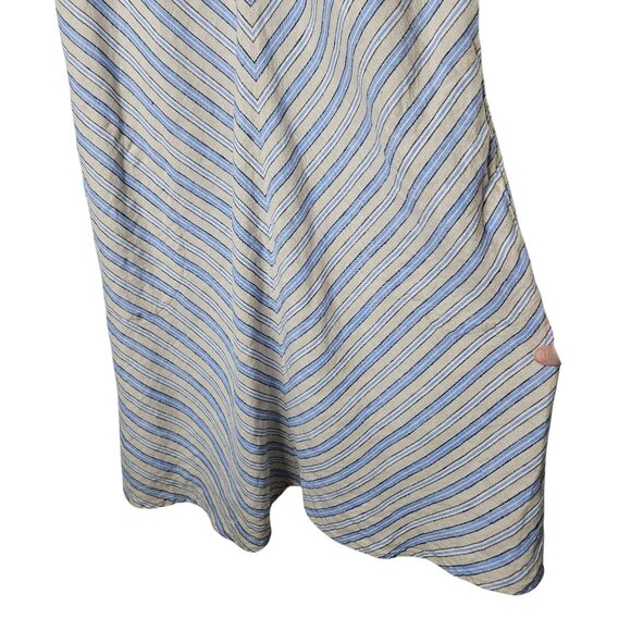 Lands End‎ Womens Striped Sleeveless Linen Dress Keyhole Back Pockets L Tall - Picture 10 of 11
